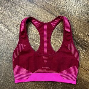 Bumbum Racerback Seamless Knitted Sports Bra Maroon Bright Pink Size 2 XS